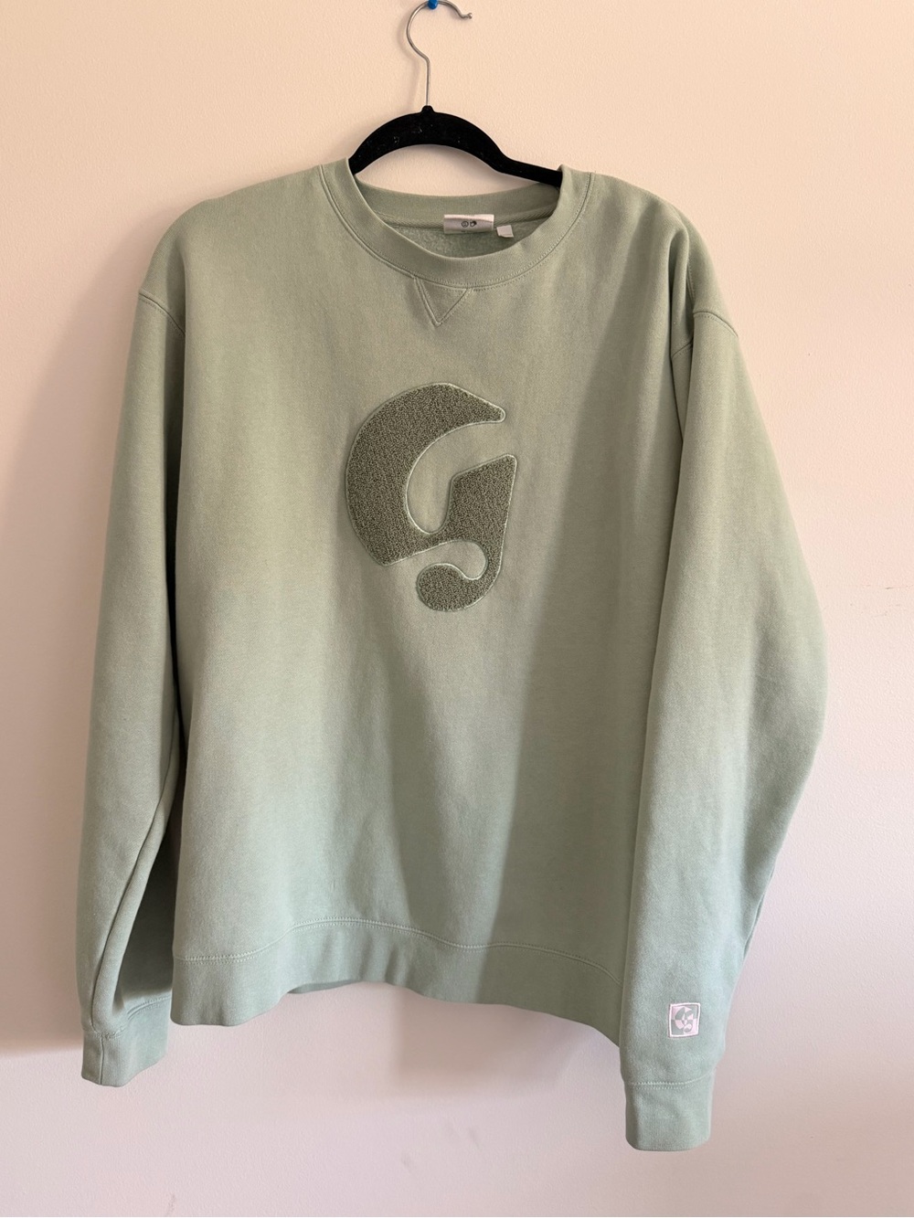 GLOSSIER BOSTON MINT Green Crewneck Sweater with Appliqué G